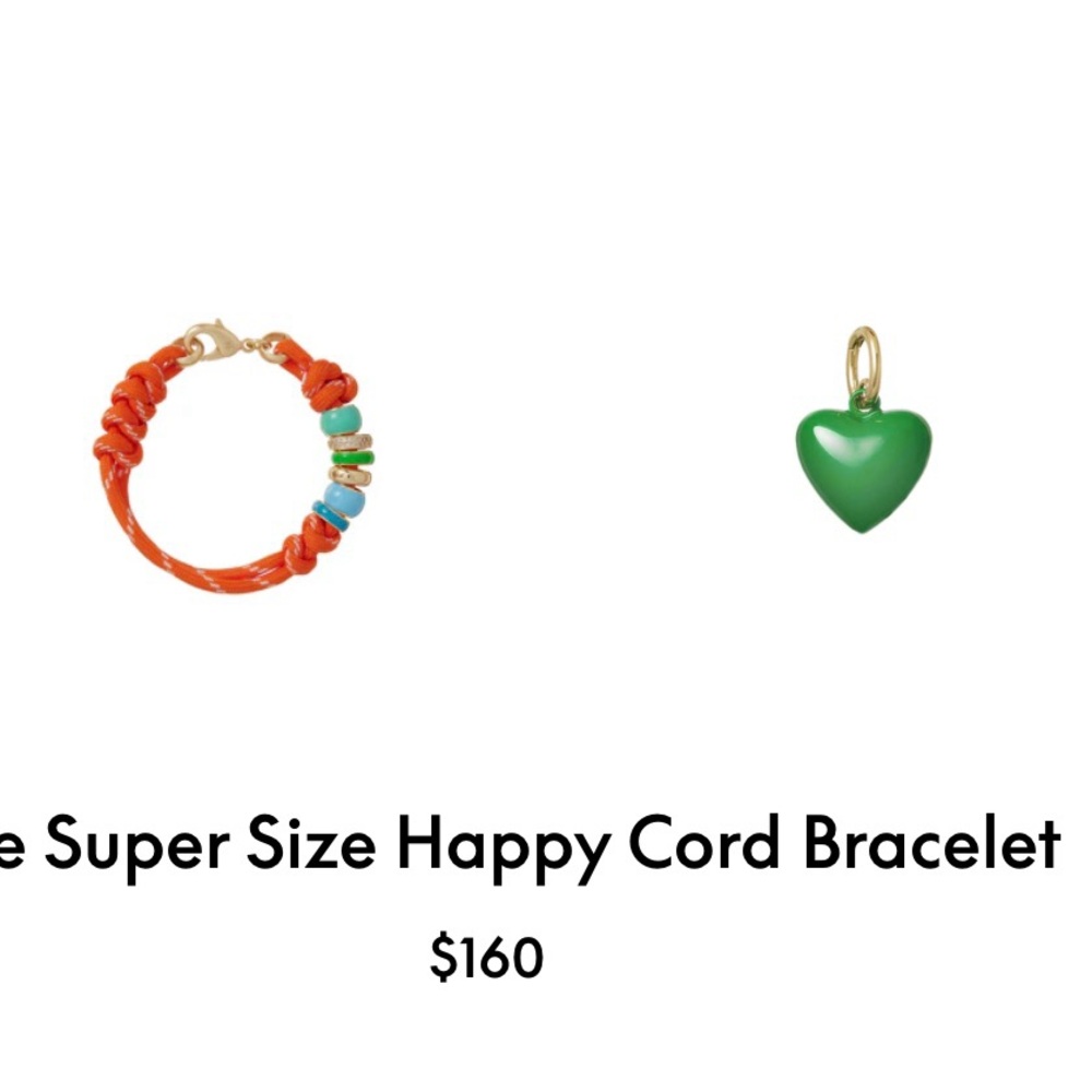 Roxanne Assoulin The Super Size Happy Cord Bracelet with green heart